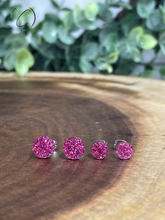 Load image into Gallery viewer, Round Pink Glitter Stud Earrings