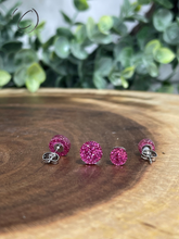 Load image into Gallery viewer, Round Pink Glitter Stud Earrings