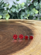 Load image into Gallery viewer, Round Red Glitter Stud Earrings