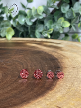 Load image into Gallery viewer, Round Rose Gold Glitter Stud Earrings