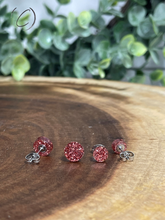 Load image into Gallery viewer, Round Rose Gold Glitter Stud Earrings