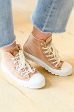Load image into Gallery viewer, Velvet High Tops in Tan by Corkys