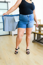 Load image into Gallery viewer, Mid Rise Overlapping Distressed Denim Judy Blue Skort