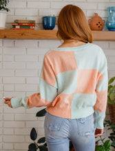 Load image into Gallery viewer, Secret Bookclub Checkered Sweater in Canteloupe
