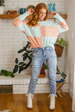 Load image into Gallery viewer, Secret Bookclub Checkered Sweater in Canteloupe
