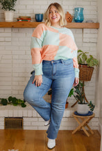 Load image into Gallery viewer, Secret Bookclub Checkered Sweater in Canteloupe