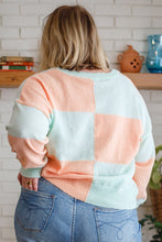 Load image into Gallery viewer, Secret Bookclub Checkered Sweater in Canteloupe
