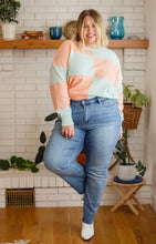Load image into Gallery viewer, Secret Bookclub Checkered Sweater in Canteloupe