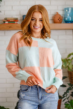 Load image into Gallery viewer, Secret Bookclub Checkered Sweater in Canteloupe