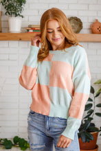 Load image into Gallery viewer, Secret Bookclub Checkered Sweater in Canteloupe