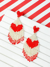 Load image into Gallery viewer, PREORDER: Seed Bead Tassel Heart Earrings in Two Colors