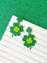 Load image into Gallery viewer, PREORDER: Shimmering Lucky Clover Dangle Earrings