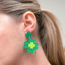 Load image into Gallery viewer, PREORDER: Shimmering Lucky Clover Dangle Earrings