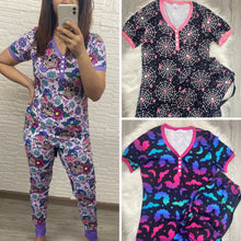 Load image into Gallery viewer, PREORDER: Halloween Short Sleeve Pajama Set In Three Colors