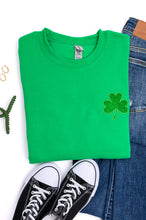 Load image into Gallery viewer, PREORDER: Embroidered Shamrock Glitter Sweatshirt in Two Colors