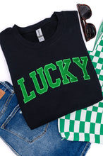 Load image into Gallery viewer, PREORDER: Embroidered Lucky Glitter Sweatshirt in Two Colors