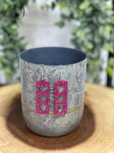 Load image into Gallery viewer, Stacked Hearts Pink Glitter Dangle Earrings