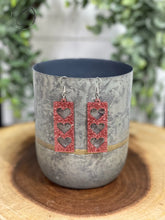 Load image into Gallery viewer, Stacked Hearts Rose Gold Glitter Dangle Earrings