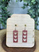 Load image into Gallery viewer, Stacked Hearts Rose Gold Glitter Dangle Earrings