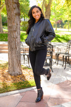 Load image into Gallery viewer, This Is It Faux Leather Bomber Jacket In Black