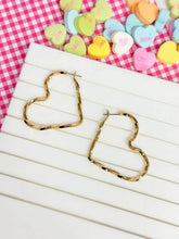 Load image into Gallery viewer, PREORDER: Twisted Heart Hoop Earrings in Two Colors
