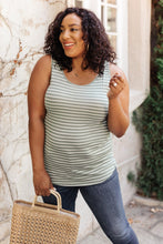 Load image into Gallery viewer, Back The Bow Up Striped Tank In Sage