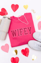 Load image into Gallery viewer, PREORDER: Embroidered Wifey Glitter Sweatshirt in Four Colors