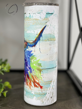 Load image into Gallery viewer, Vibrant Watercolor Highland Cow 20oz Skinny Tumbler