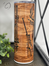 Load image into Gallery viewer, Wood Grain Deer Hunter 20oz Skinny Tumbler