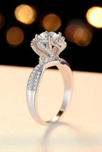 Load image into Gallery viewer, 2 Carat Moissanite Floral Platinum-Plated Ring