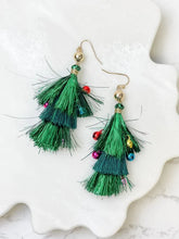 Load image into Gallery viewer, PREORDER: Christmas Tinsel Dangle Earrings in Two Colors