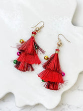 Load image into Gallery viewer, PREORDER: Christmas Tinsel Dangle Earrings in Two Colors