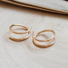 Load image into Gallery viewer, Twist-In Double Huggie Hoop Earrings