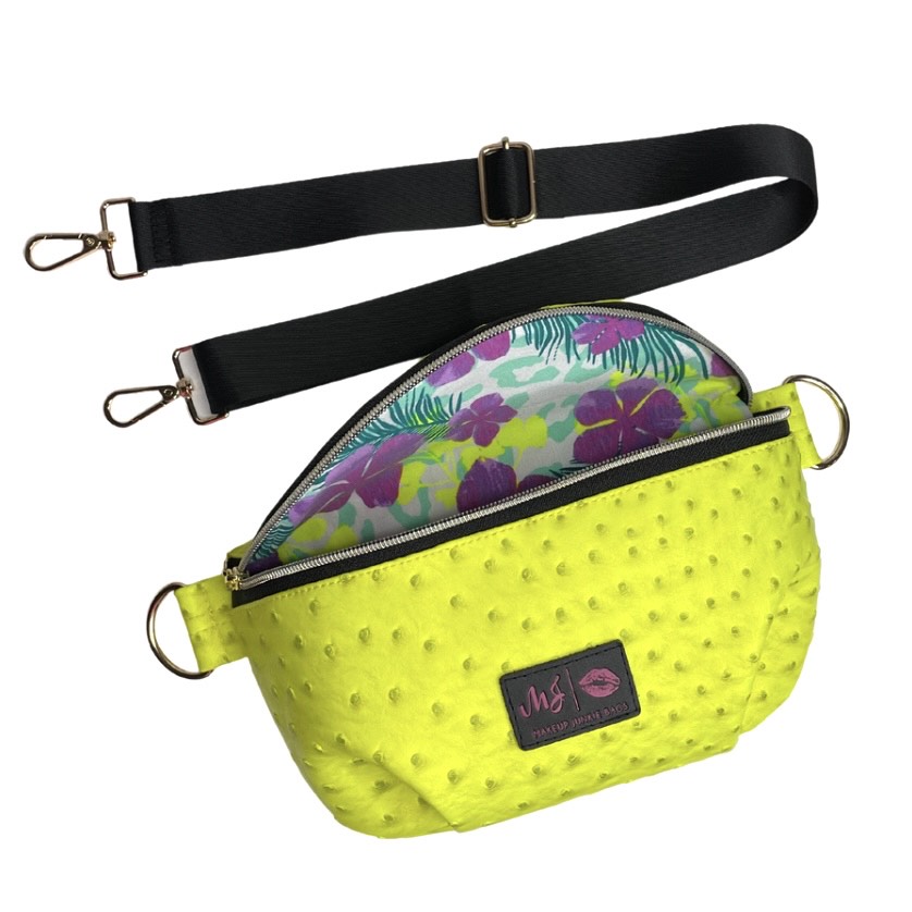 Makeup Junkie Sidekick Bag- Neon Ostrich